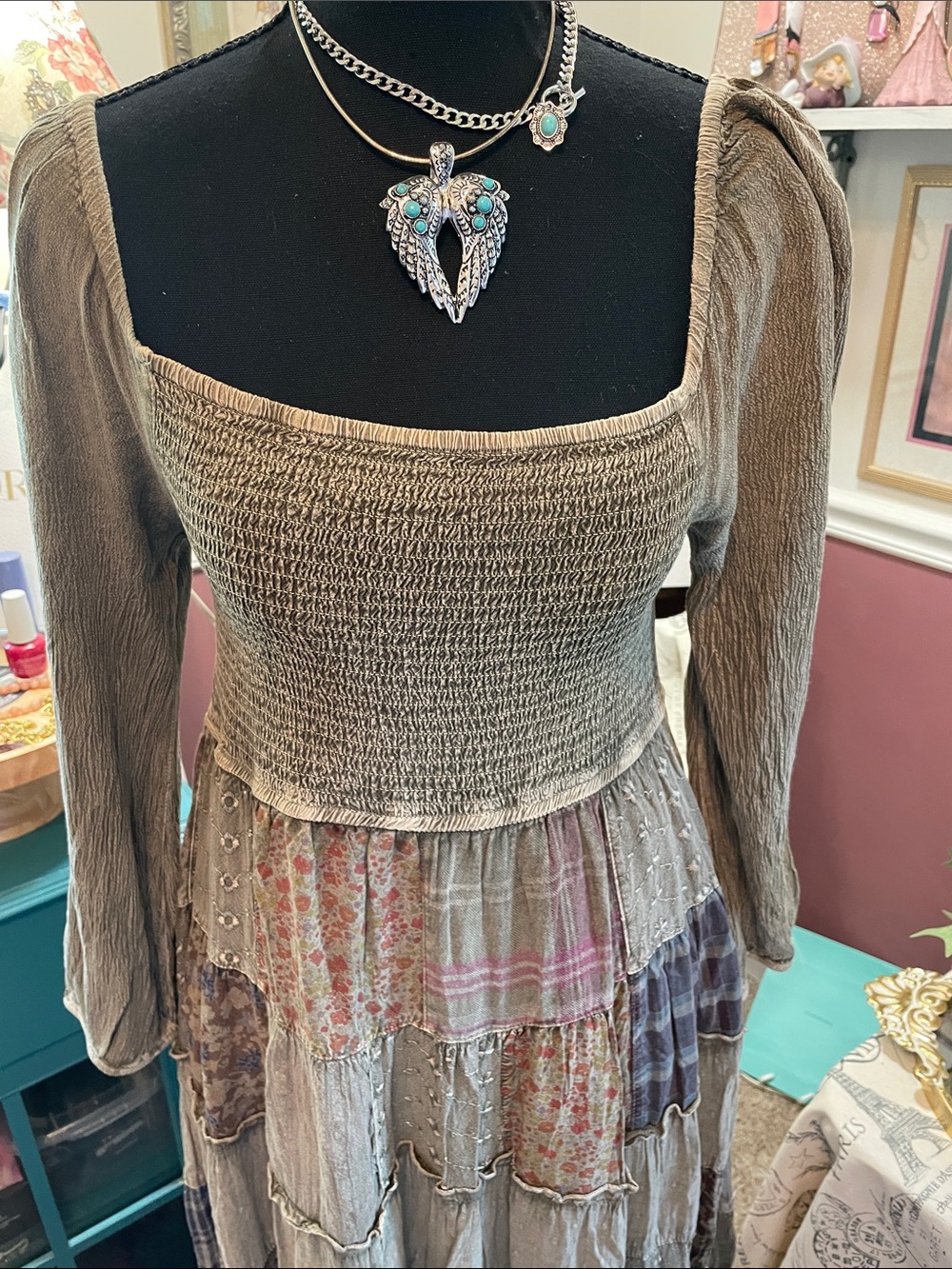 Bohemian /. Boho /Hippie Patchwork Maxi Dress Young Threads - Picture 1 of 14